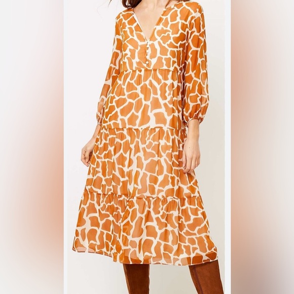 Ann Taylor Orange Long Sleeve Dress - Picture 2 of 11